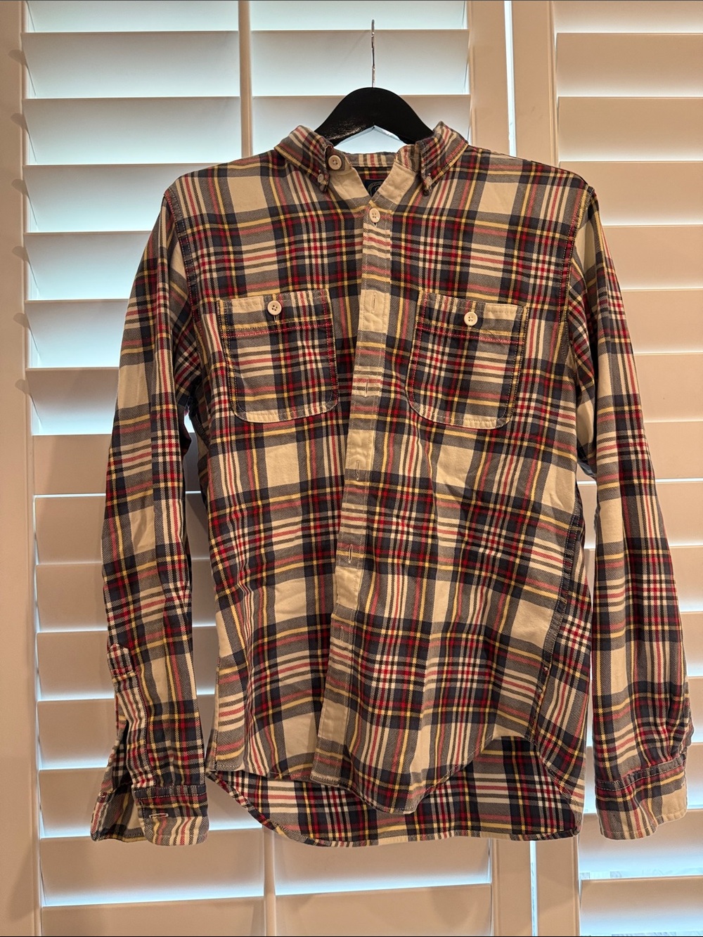J crew flannel shirt medium white blue red yellow medium
